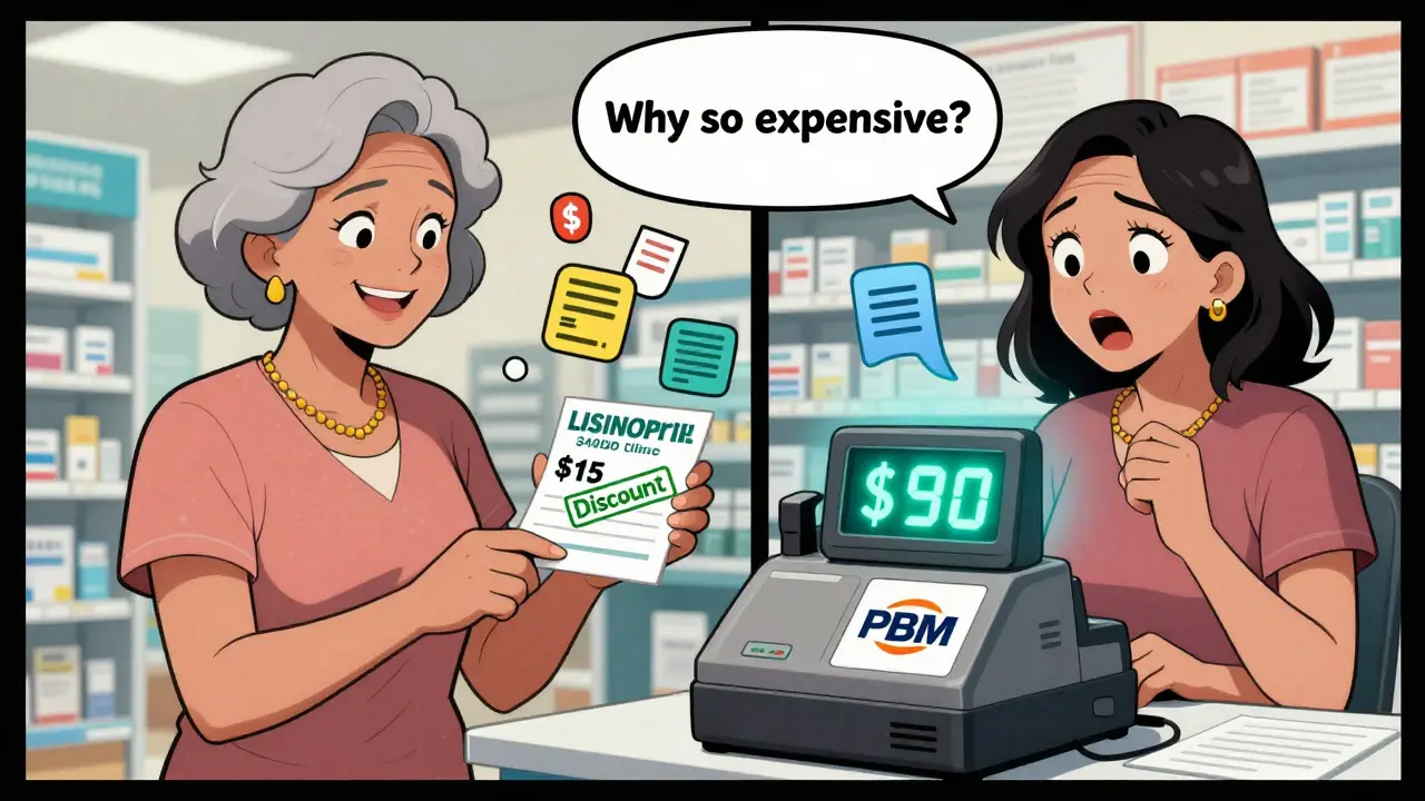 Une retraitée paie 15 $ pour son médicament dans un centre de santé, puis 90 $ dans une autre pharmacie, révélant l'instabilité des prix des génériques.