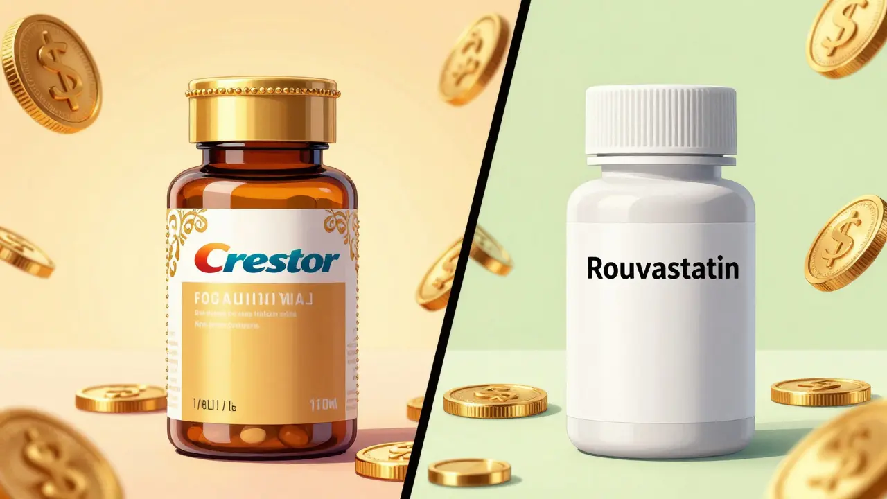 Comparaison visuelle entre le médicament de marque coûteux et le générique économique.