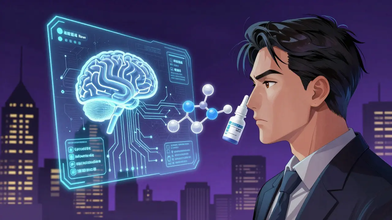 Interface holographique d'intelligence artificielle analysant des médicaments génériques complexes.