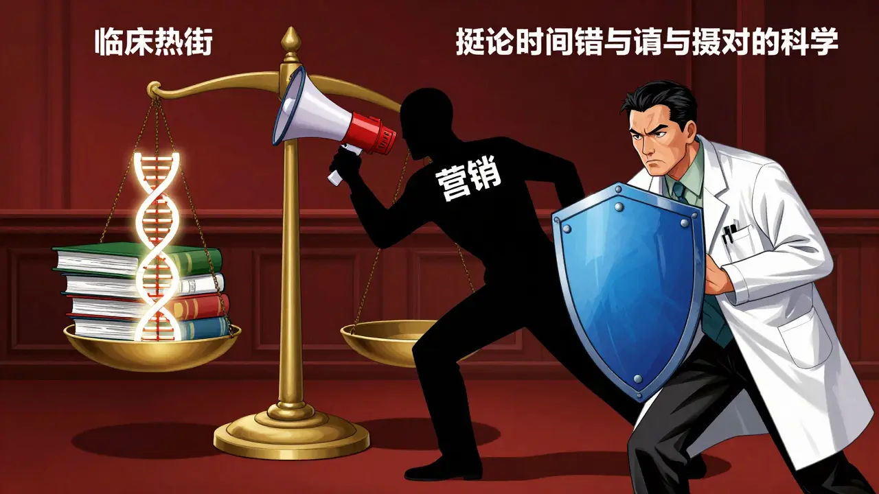 Balance entre science et marketing médical en style illustration asiatique