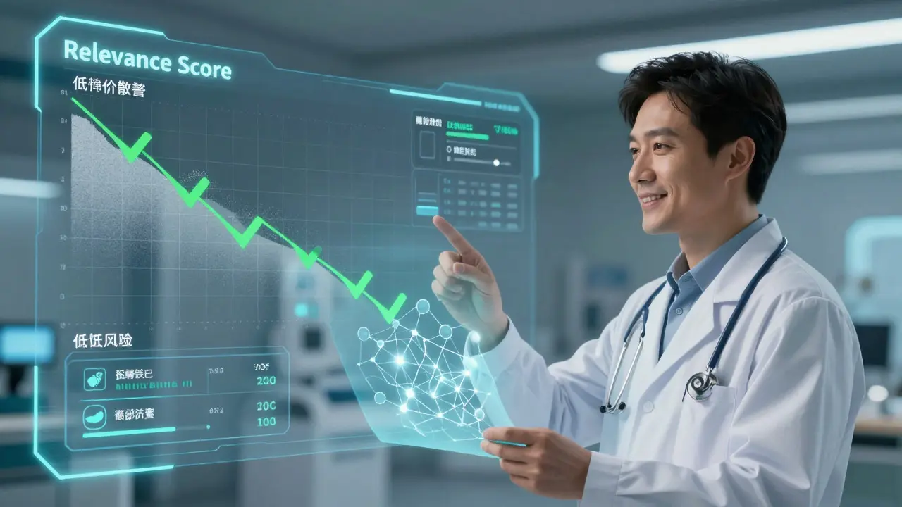 Interface futuriste montrant l'analyse IA des risques d'allergie médicale