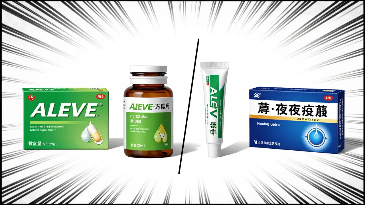 Comparaison visuelle des différentes formulations d'Aleve en style manhua