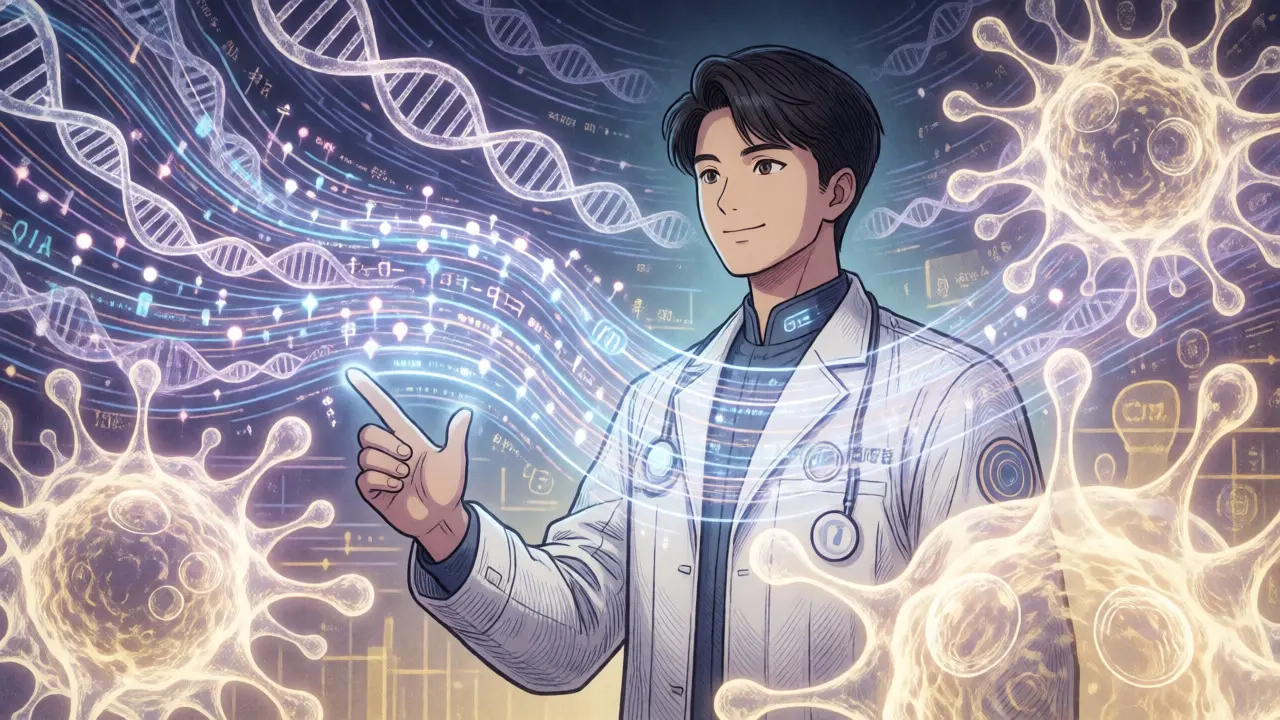 Concept futuriste en style manhua montrant la surveillance technologique des données vaccinales.